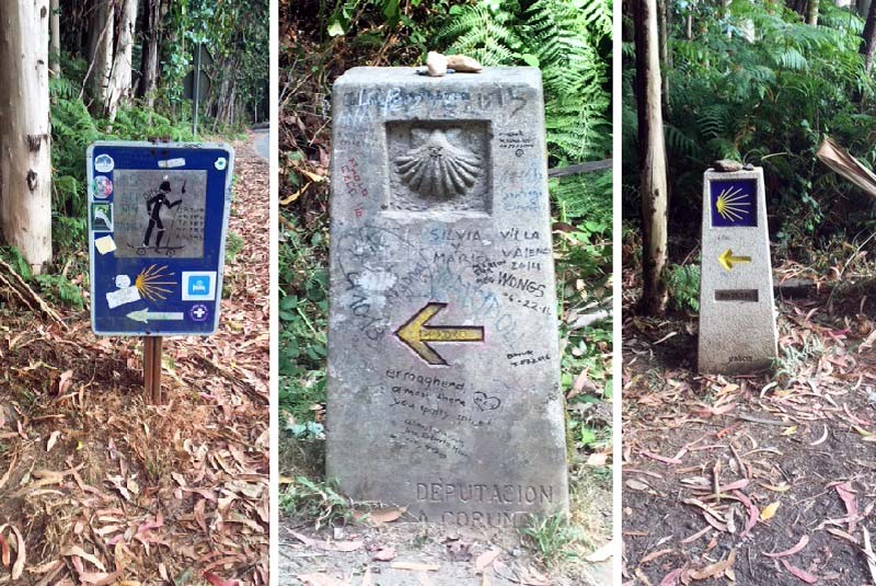 Markers along the Camino de Compostela, Spain