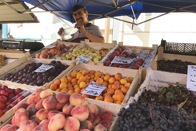 Fruit vendor at market in Irkutsk, Siberia, Russia