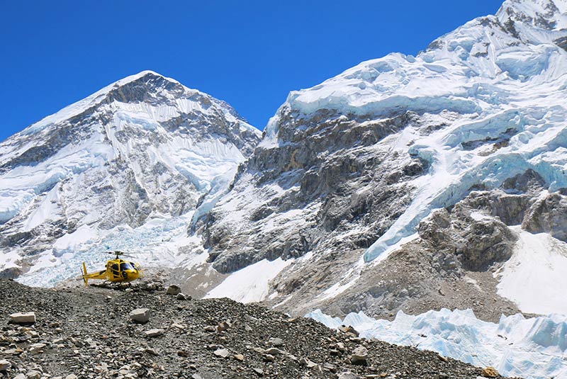 Helicopter at Everest Base Camp in Nepal