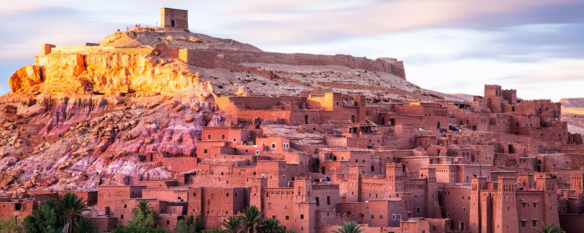 Scenic view of Ouarzazate’s historic kasbahs and desert landscape, a must-see highlight among Morocco destinations.