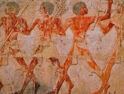 Ancient hieroglyphs in Luxor on the West Bank of the Nile, Egypt