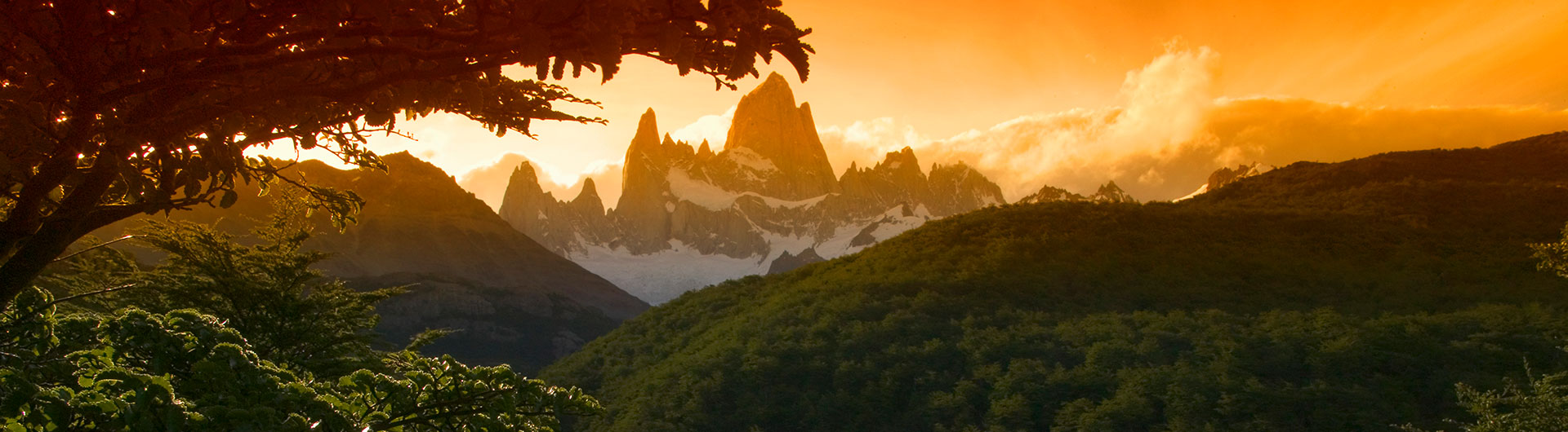Sunset in Patagonia over Fitz Roy mountains