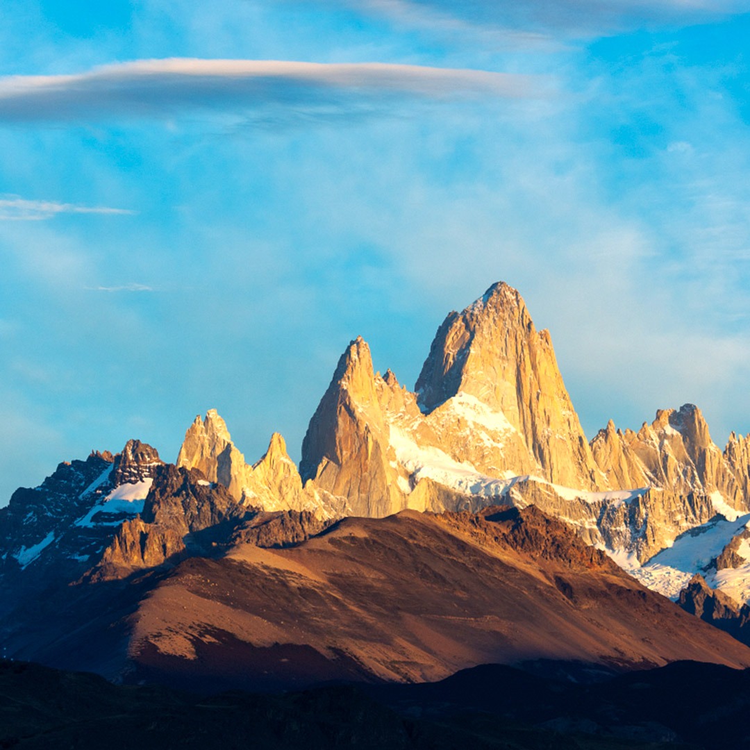Spires of the Fitz Roy massif in Los Glaciares National Park, Argentina