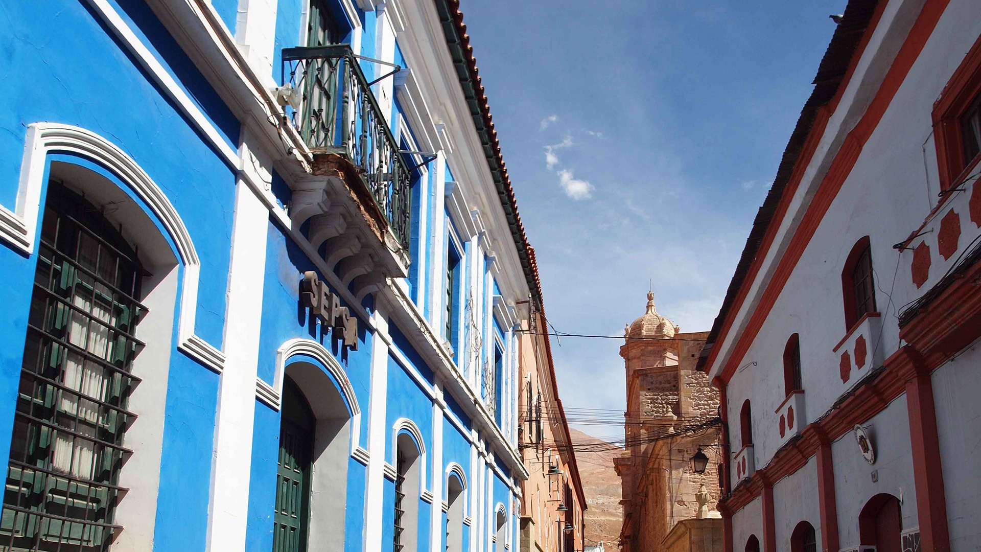 Colonial architecture in the former mining town of Potosi, Bolivia