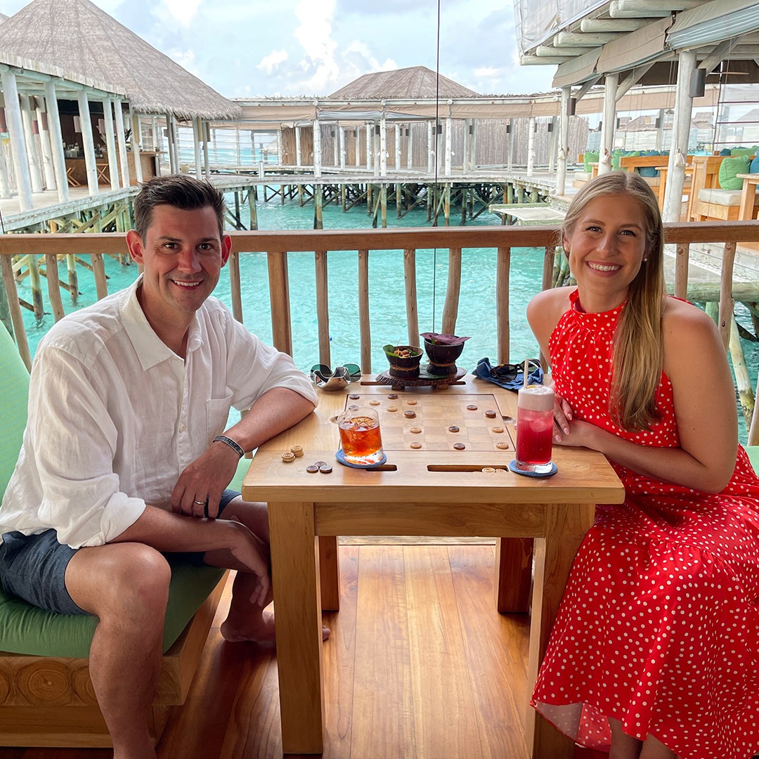 GeoEx guests on their honeymoon in the Maldives
