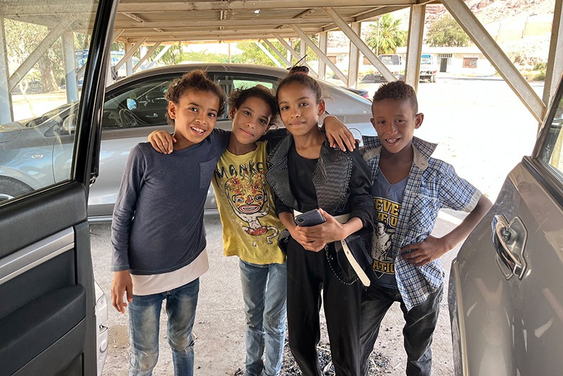 Kids near Wadi al Hasa hike, Jordan