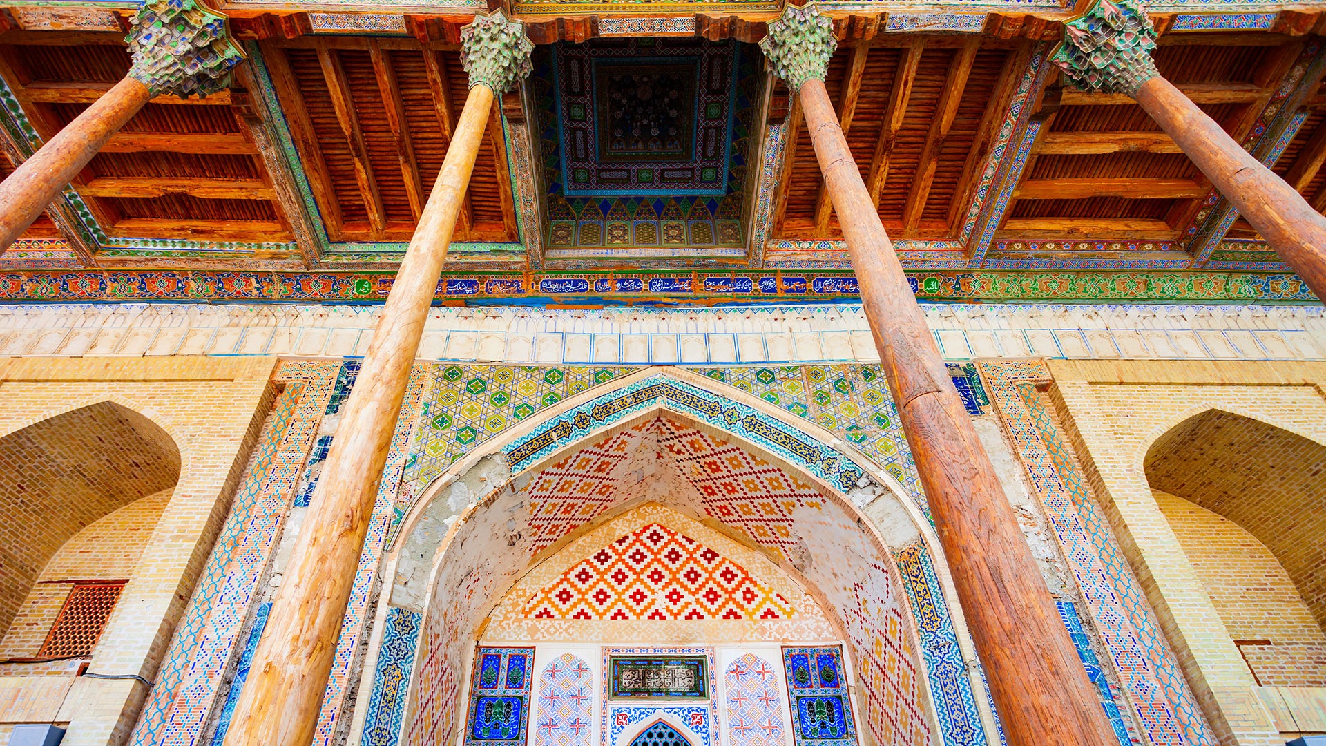 Bolo Khauz Mosque in Bukhara, Uzbekistan