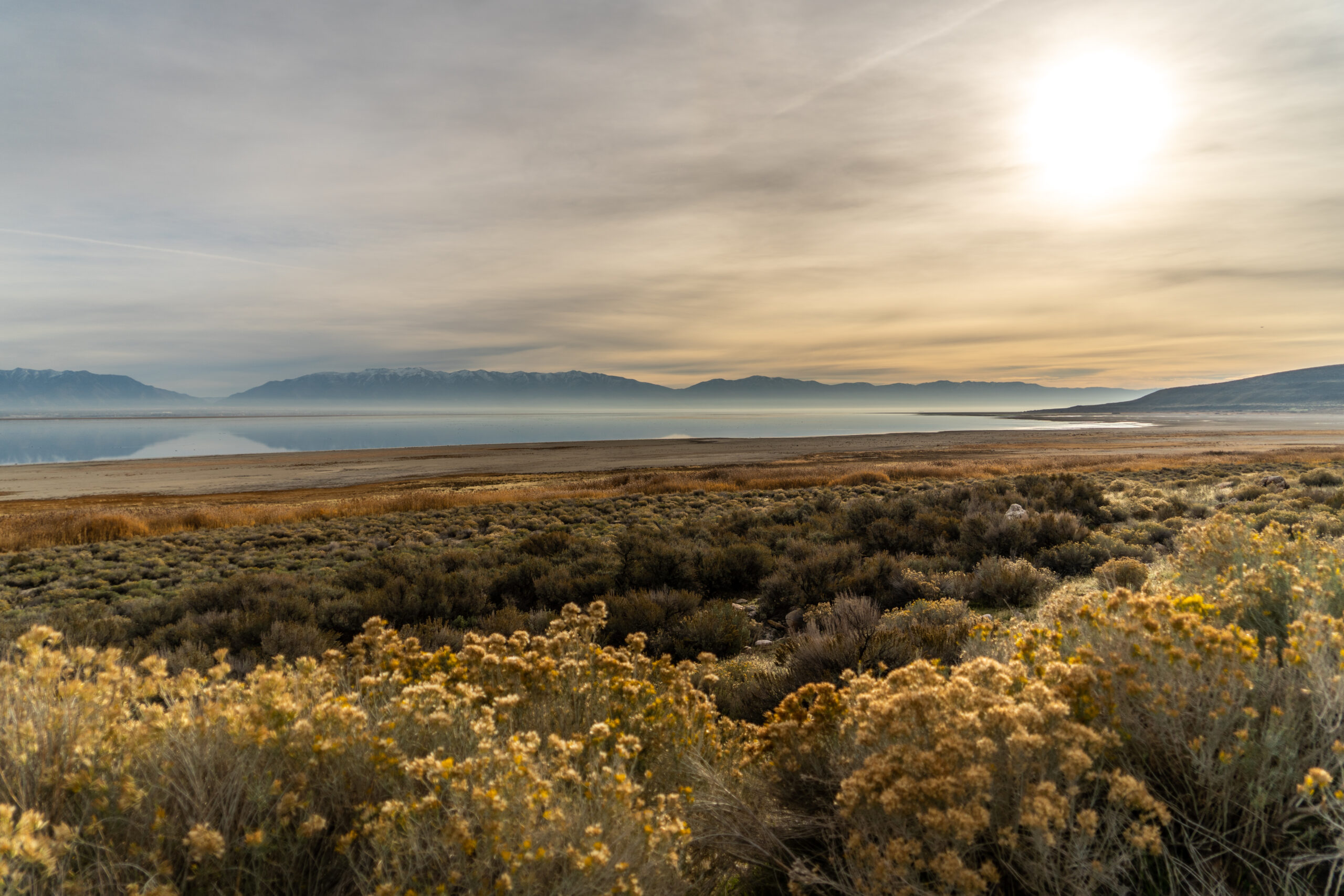 Travel Photo: Sunrise over the Great Salt Lake from Antelope Island in Utah.