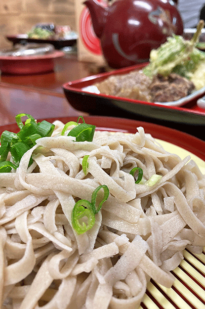 Cooked Soba noodles in Shikoku, Japan